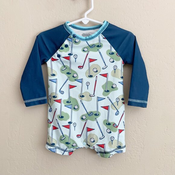 Mud Pie Rash Guard Swimsuit • Golf • 9-12 Months - Picture 1 of 7